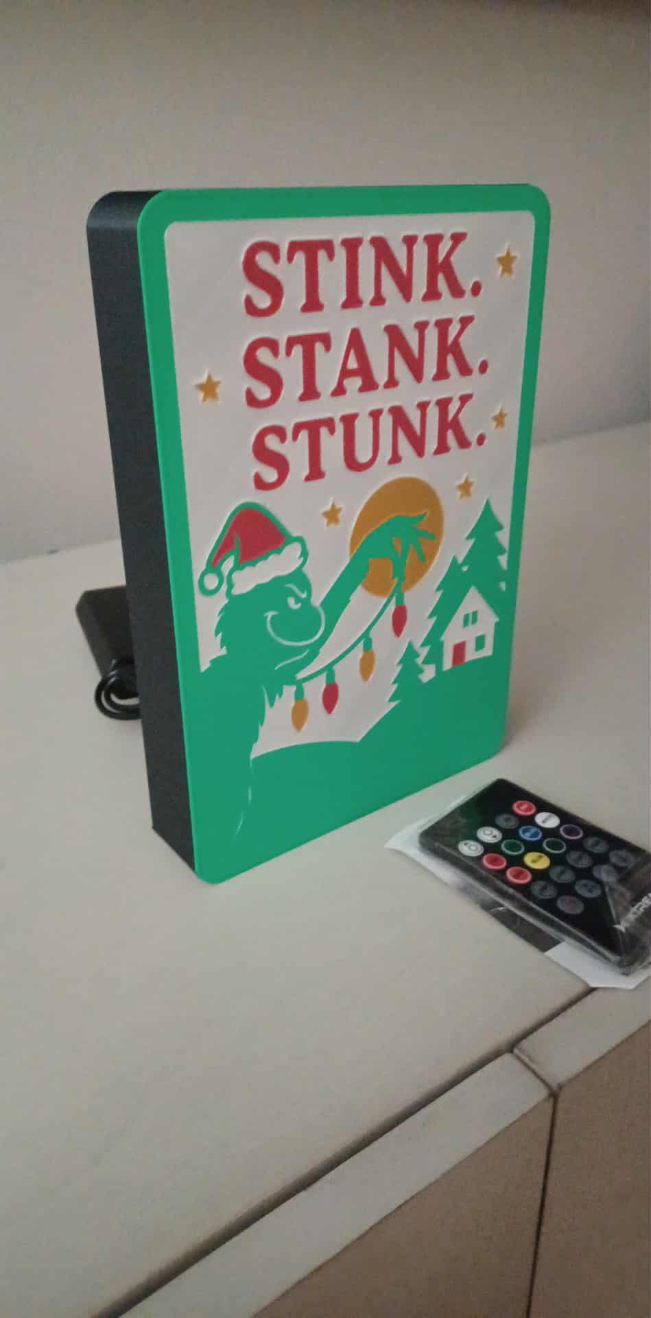 Grinch Stink LED light box – custom 3D printed – Lit Layer Creations